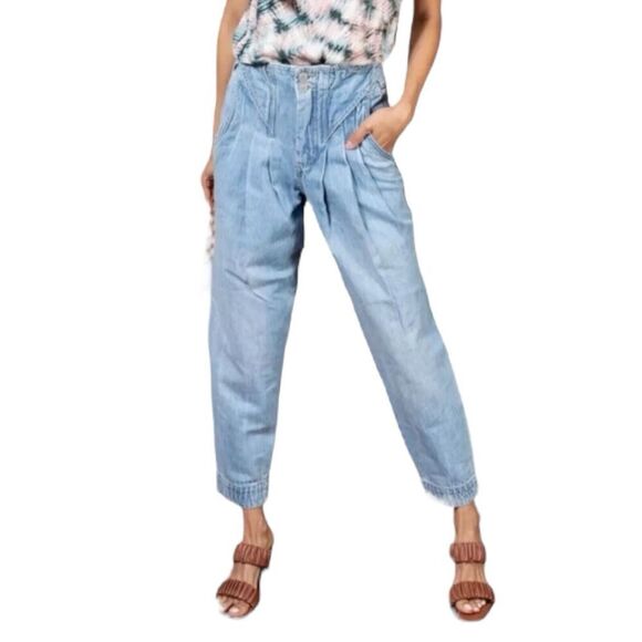BLANK NYC Jeans WMNS 27 Blue Baggy Oversize Steal The Show Tapered Pleated Retro - Picture 1 of 15